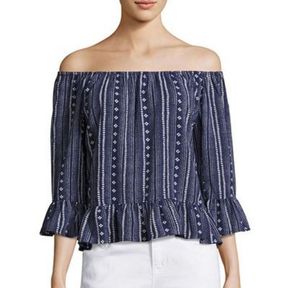 SANCTUARY Julia Off Shoulder Boho Ruffle Blouse EUC sz M
